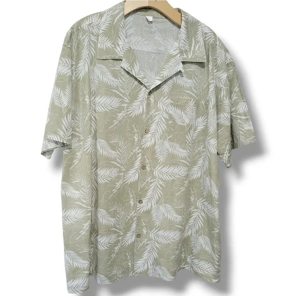 Coofandy men's green white Botanical Print button-down shirt  - xl - Picture 1 of 9